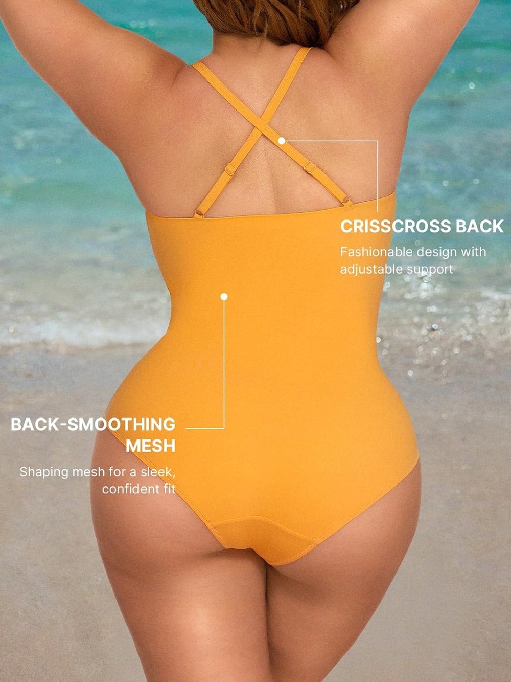Women’s Tummy Control slimming Swimsuit One piece U-ring Shapewear Ruched waist - Picture 2 of 6